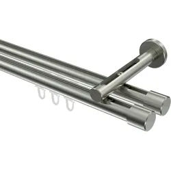 GARDINENSTANGE INNENLAUF Siteno Santo 200 cm, 2-läufig, 20 mm Ø Edelstahl-Optik