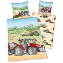Herding Young Collection „TRAKTOR“ – Bettwäsche mit Wendemotiv, 100% Baumwolle, 135x200 cm+80x80 cm