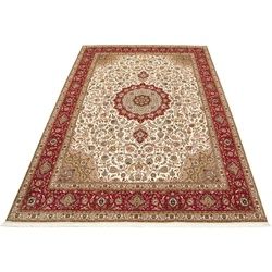 morgenland Orientteppich »Perser - Täbriz - Royal - 411 x 303 cm - rot«, rechteckig, Wohnzimmer, Handgeknüpft, Einzelstück mit Zertifikat morgenland Rot B/L: 303 cm x 411 cm