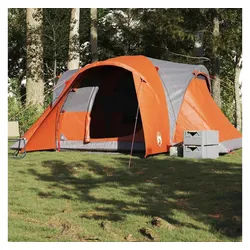 furnicato Faltzelt Familienzelt Grau/Orange 375x225x176 cm für 6 Personen, (1 tlg) grau|orange