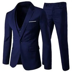Allthemen Anzug 3-teilig (3 tlg) Edler Slim Fit Herrenanzug für den Business-Bereich blau 48
