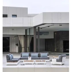 Jati & Kebon Set Loungesystem Bari III - Bestehend aus: 1 x 3-Sitzer, 1 x 2-Sitzer, 1 x 1-Sitzer, 1 x Anbau- 2 x Beist...