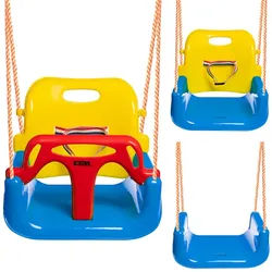 COIL Babyschaukel Schaukel 3in1, Gartenschaukel,Rückenlehne und Anschnallgurt,bis 60kg blau