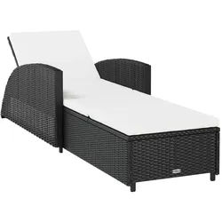 vidaXL Sonnenliege mit Cremeweißer Auflage Poly Rattan Schwarz