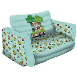 Minecraft Kindersessel Kinder Sofa 2in1 aufblasbar ausklappbar Schlafsofa mit Liegefläche (1-St) bunt