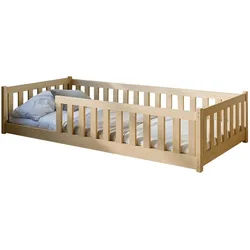 Kids Collective Bodenbett 90x200 cm in natur , Naturfarben , Holz , 90x200 cm , Babymöbel & Kindermöbel, Kinderzimmer & Jugendzimmer, Kinderbetten
