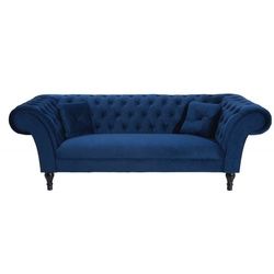 Casa Padrino Chesterfield-Sofa Chesterfield Sofa in Blau 225 x 90 x H. 79 cm - Designer Chesterfield Sofa