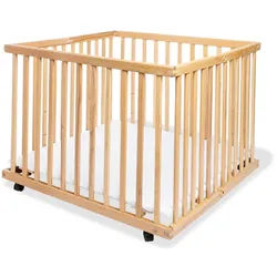 Pinolino Laufgitter , Buchefarben , Holz , Buche , teilmassiv , 97x75x97 cm , gepolsterter Boden, höhenverstellbar, zusammenklappbar , Baby & Kindermöbel, Babyzimmer, Laufgitter