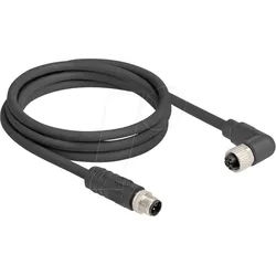 DELOCK 80524 - M12 Kabel L-kodiert 4 Pin Stecker> Buchse rechts gewinkelt PUR