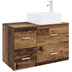 vidaXL Badezimmerspiegelschrank Badezimmermöbel-Set 2 pcs Altholz Holzwerkstoff (2-St)