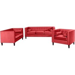 Max Winzer Jeronimo Sofa 3-Sitzer / Sofa 2-Sitzer / Sessel Samtvelours rot