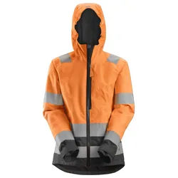 Snickers AllroundWork, Wasserdichte High-Vis-Softshell-Jacke für Damen, Warnschutzklasse 2/3 5 signalgelb-stahlgrau