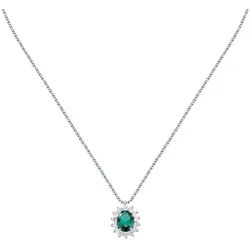 MORELLATO Kette mit Anhänger Duchessa Halskette SAIW280 925 Silber grüner Zirkonia 45 cm Damenkette