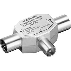 Goobay Koax-T-Adapter: doppelt Koax-Buchse > Koax-Stecker - Adapter-Stecker aus Metall