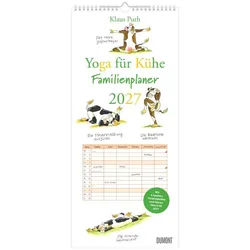 Wandkalender Yoga für Kühe 2027 Wandkalender 22x50 cm mit 6 Spalten, Schulferien & weiß