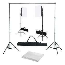vidaXL Fotostudio-Box 600 x 300 cm Fotostudio Set mit Softbox-Leuchten und Hintergrund bunt