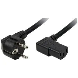 LogiLink Schutzkontaktstecker auf Kaltgerätebuchse 90° Strom-Adapterkabel, Schwarz, 2m schwarz