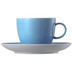 Thomas Porzellan Tasse Sunny Day Waterblue Kaffeetasse 2tlg., Porzellan blau