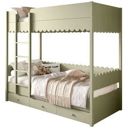 Lookway Hochbett BABUSHKA Hochbett für Kinder 90x200 cm (Bett mit Lattenrost) Breite: 208 cm grün