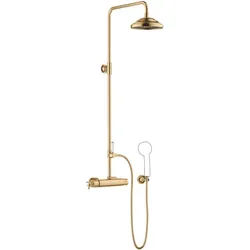 Dornbracht Madison Duschgarnitur 34459360-28 mit Brause-Thermostat, Ausladung Standbrause 420 mm, messing gebürstet