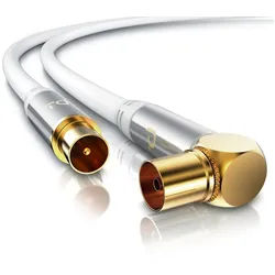 Primewire TV-Kabel, Koaxial, IEC Stecker, RF Buchse (1000 cm), Antennenkabel gewinkelt, Koaxialkabel 75 Ohm TV HDTV DVB-T Radio -10m weiß