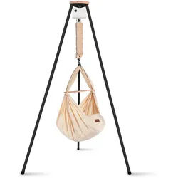 Schmusewolke Federwiege , Anthrazit, Beige , Metall, Kunststoff, Textil , Höhe ca. 4 cm , 135x194x135 cm , wendbar,Feder mit Sicherheitsseil , Baby & Kindermöbel, Babyzimmer, Babybetten, Stubenwagen & Babywiegen