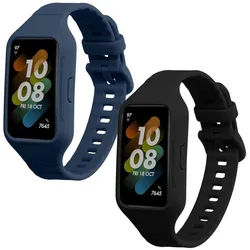 kwmobile 2x Uhrenarmband für Huawei Band 7 / Band 6 / Honor Band 6 Armband Smartwatch, 2-tlg., Fitnesstracker Band Set aus TPU Silikon - Ersatzarmband Smartwatch blau|schwarz