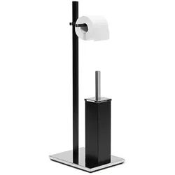 relaxdays 2-in-1 WC-Garnitur mit Bürstenhalter eckig, 21.5x73 cm