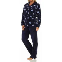Normann Relaxanzug Damen Coralfleece Hausanzug Homewear mit Sternen als Motiv blau 36/38