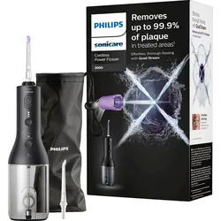 Philips Sonicare Munddusche kabelloser Power Flosser 3000 HX3826, Aufsätze: 2 St., Quad Stream-Technologie, 2 Modi für die Reinigung, 3 Intensitätsstufen schwarz