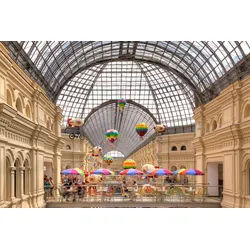Fototapete PAPERMOON "ARCHITEKTUR-GUM WARENHAUS MOSKAU ROTER PLATZ KREML CAFE'", bunt, B:4,00m L:2,60m, Vlies, Tapeten