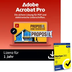 Adobe Acrobat Pro |1 Jahr | PC/Mac inkl. Norton 360 Deluxe | 12 Monate | 5 Geräte