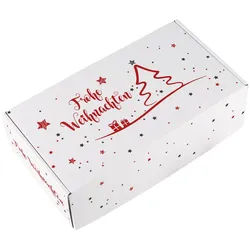 Herz & Heim Geschenkbox für Weihnachtsgeschenke - Geschenkverpackung zu Weihnachten, aus stabilem Karton rot|weiß