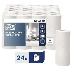Tork Küchenrollen 2-lagig, 24 Rollen (12 Pack à 2 Rollen) weiß, 22.7 cm