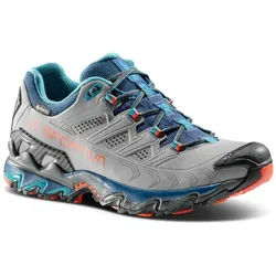 La Sportiva Trail-Wanderschuhe Ultra Raptor II Leather GTX (Nubukleder, wasserdicht) grau/rot Damen
