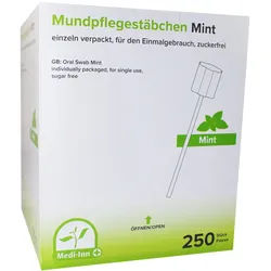 Medi-Inn Mundpflegestäbchen zuckerfrei zur Mundpflege Mint / 250 Stück