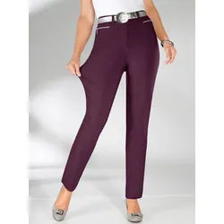 Thermohose STEHMANN, Damen, Gr. 245, Extrakurzgrößen, rot (bordeaux), 76% Viskose, 21% Polyamid, 3% Elasthan, unifarben, lang, Hosen Gerade Hose Thermohose