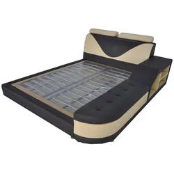 JVmoebel Polsterbett Multifunktionsbett aus Leder mit Regal und USB-Anschlüssen (Bett "LB8817), Made in Europa schwarz 200 cm