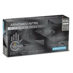 ARNOMED Nitril Midnight Black Einmalhandschuh, puderfrei, schwarz, Extra dicker Nitrilhandschuh mit texturierten Fingerspitzen, 1 Packung = 90 Stück, Größe XXL