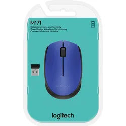 Logitech Maus M171, Wireless, blau Optisch, 1000 dpi, 3 Tasten, Retail