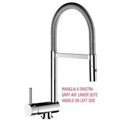 Wasserhahn Vorfenster Küchenarmatur, Umklappbar 6 CM, LINKER HEBEL, mit 360° schwenkbarem Auslauf und abnehmbare 2 strahl Handbrause
