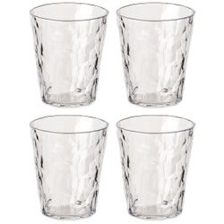 Koziol CLUB No. 1 Superglas 250 ml, 4er Set, Stoßfeste Gläser mit Facettenoptik und angenehmer Haptik, 1 Set = 4 Gläser