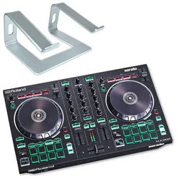 Roland Audio DJ Controller Roland DJ-Controller DJ-202 mit Laptopständer SV, (DJ-Controller), Vorteils-Set mit keepdrum Laptopständer SV schwarz