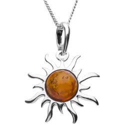 OSTSEE-SCHMUCK Kette mit Anhänger Ostsee-Schmuck Kette mit Anhänger Sonne 25 mm (2-tlg) silberfarben 45 cm