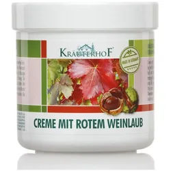 Kräuterhof Fußcreme KräuterhoF Creme mit rotem Weinlaub 250 ml Pflegecreme, Unterstützt die Venengesundheit, 1-tlg., Kühlt, erfrischt und vitalisiert