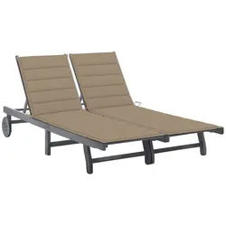 vidaXL Gartenliege 200 x 123 x 85 cm Doppelliege Gartenliege 2-Personen Sonnenliege Aufla grau