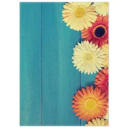 Wallario Teppich Bunte Gerbera auf Holz, rechteckig, rutschfest rot 50 cm x 70 cm