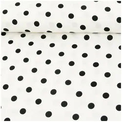 SCHÖNER LEBEN. Stoff Polyester Stoff Meterware Punkte weiß schwarz 1,5m weiß