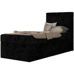 MKS Jugendbett Tilio 90/200 - Schwarz - H3 - Rechts Seite , Textil , Rechteckig , 90x200 cm , Oeko-Tex® , Babymöbel & Kindermöbel, Kinderzimmer & Jugendzimmer, Kinderbetten, Kinderbetten & Jugendbetten