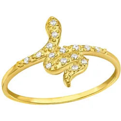 Order & Smile Schmuck Fingerring Ring Schlange Gold: Damenring Silber 925 mit Zirkonia 57